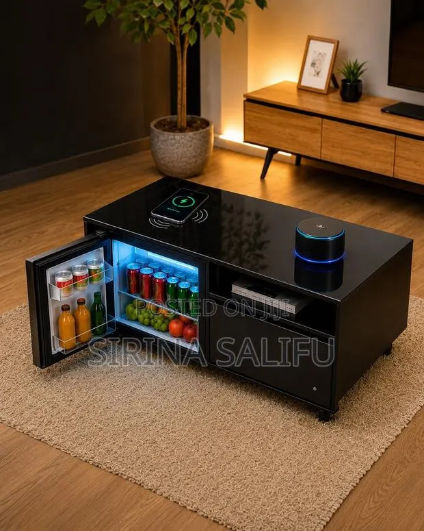 Smart Coffee Table With Built-in Fridge, Bluetooth Speaker USB Ports · Photo 1