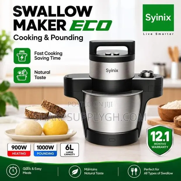 Syinix Swallow Maker - Eco-6l Automatic Swallow Cooker- Silver · Photo 1