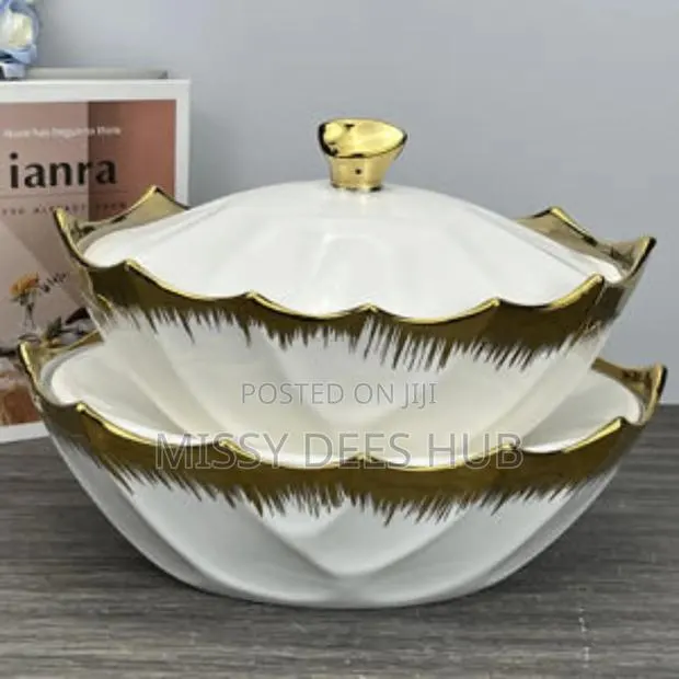 2pcs Gold+White Ceramic Serving in The · Photo 1