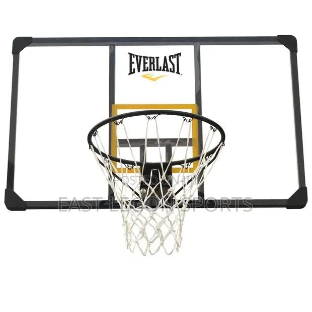 Glass Everlast Basketball Backboard and Hoop With Net · Photo 1