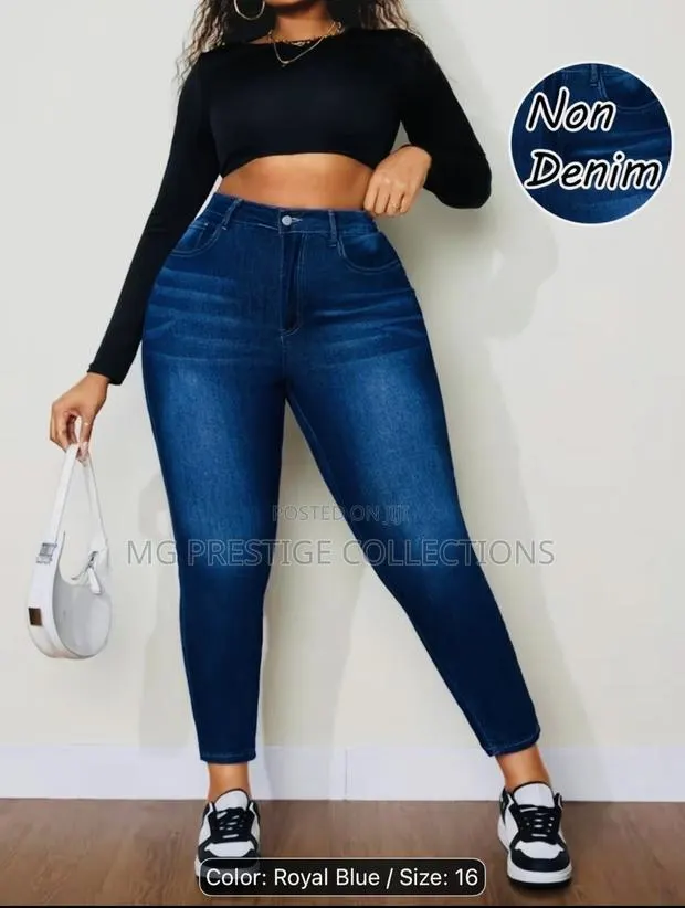 Women's High-Waist Non-Denim Stretch Jeggings – Royal Blue · Photo 1
