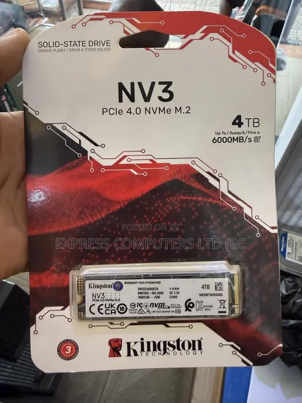 Kingston NV3 Gen4 M.2 NVMe SSD 4TB PCIe 4.0 X4, Speed 6000 MB/s Drive · Photo 1