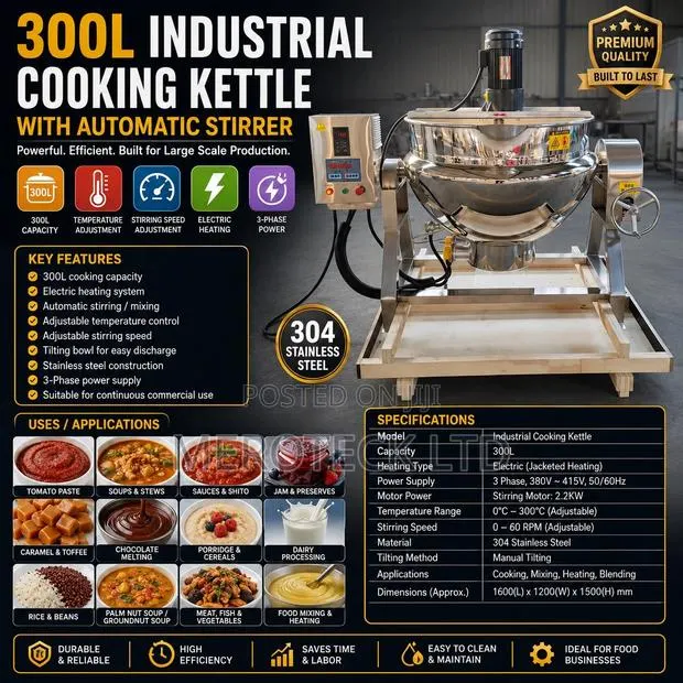 300l Industrial Electric Cooking Jack Kettle With Automatic Stirrer · Photo 2