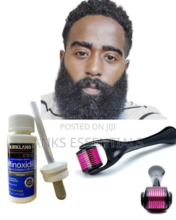 Kirkland Minoxidil Hair Growth Set + Derma Roller (0.5mm - 2.0mm) · Photo 1