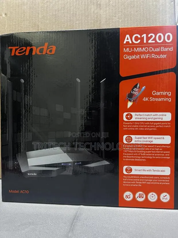 Tenda Ac10 Ac1200 Dual Band 4 Antenna Gigabit Wi-fi Router · Photo 1