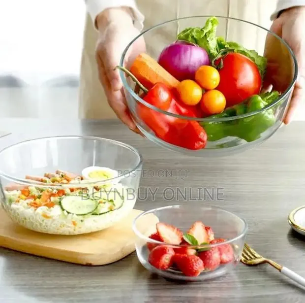 3 PCS Food Glass Bowl Set · Photo 1