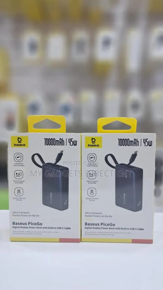 Baseus Picogo 10000mah 45w, Power Bank With Built-in Type-C Cable · Photo 1