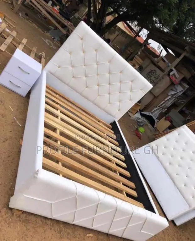 White Bedframe With Mattress and Side Drawer ( Double 54x75) · Photo 1