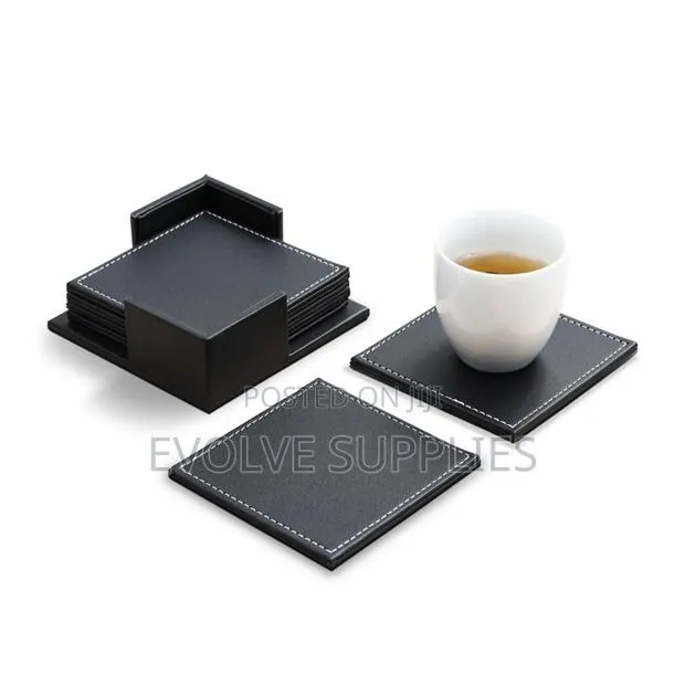 6pcs Leather Coaster With White Linning · Photo 1