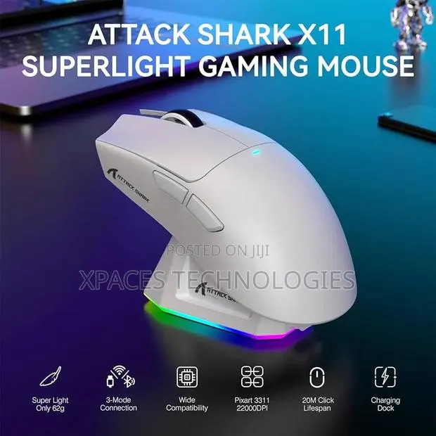 Attack Sharrk X11 Mouse Wireless 2.4g+Bt Connection With Charging Dock · Photo 1