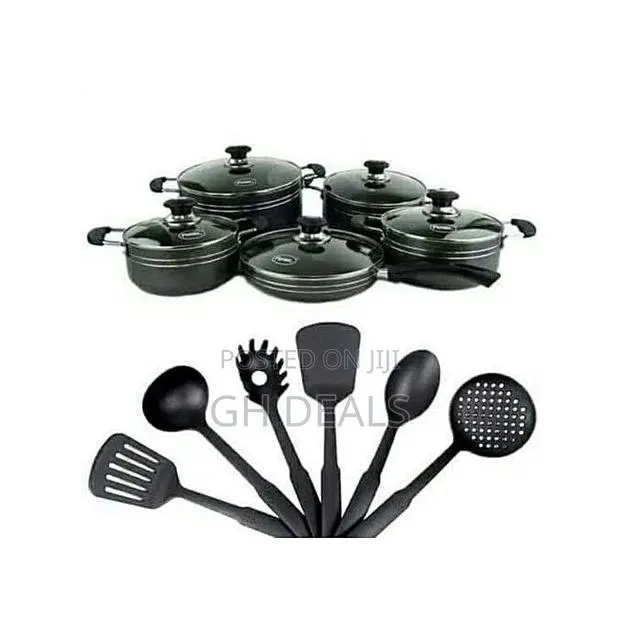 16 Pieces Non-Stick Cookware Set -Black · Photo 1