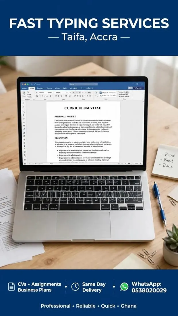 Fast Typing and CV Writer - Same Day Delivery at Taifa PDF · Photo 1
