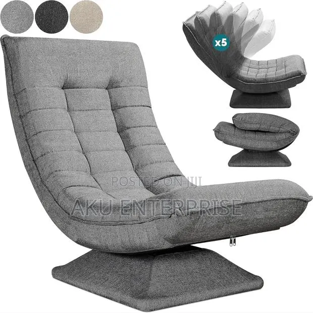 Adjustable Chair Backrest 360 Rotate Relax Floor Lounge Chair Grey · Photo 1