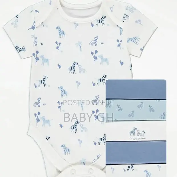George Blue Zebra Short Sleeve 7 Pack Bodysuits · Photo 1