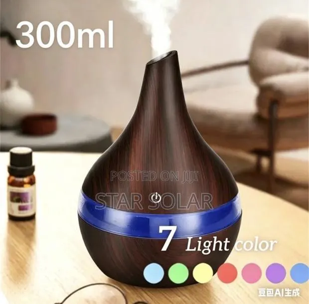 300ml Essential Oil Diffuser Humidifier - Dark Wood Grain, USB · Photo 1