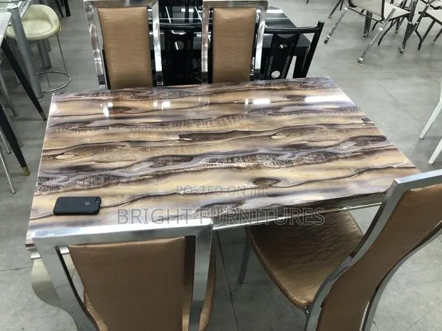Foreign Quality Marble Dining Table With Four Chairs · Photo 1