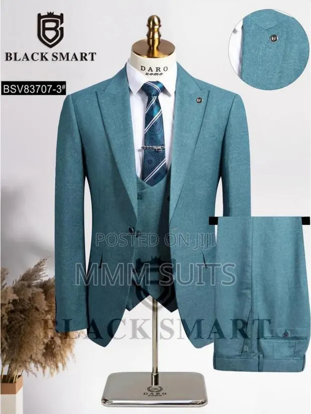 Textured Teal Green 3-Piece Men Formal Suit From Turkey · Photo 1