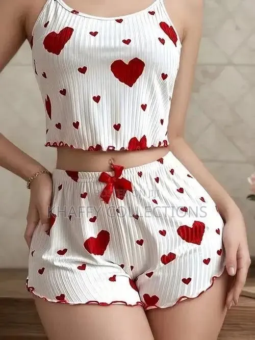 Cute Heart Print 2 Piece Night Wear Sets · Photo 1