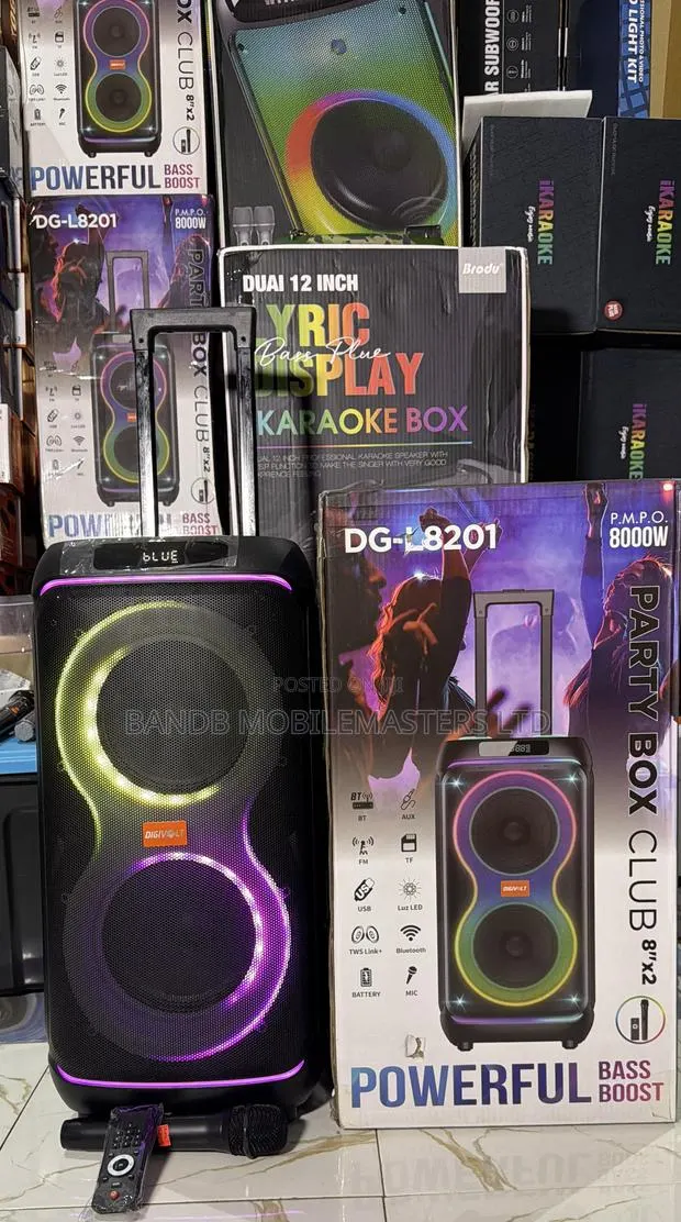 DIGIVOLT DG-L8201 Party Speaker 8”×2 – Bluetooth, Karaoke, RGB Lights · Photo 1