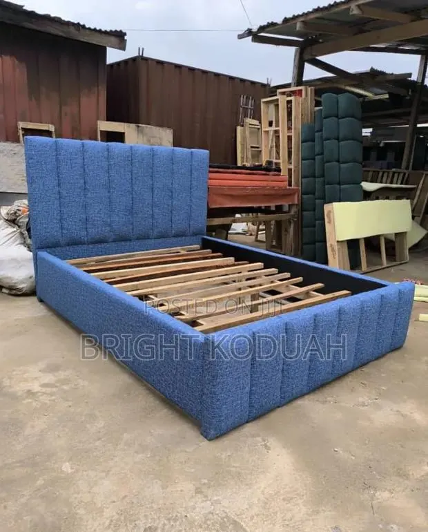 Straight Blue Double Bed Frame · Photo 1