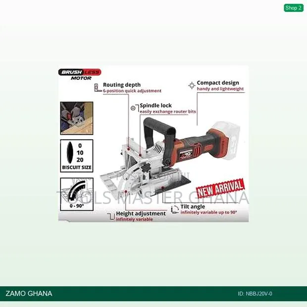 20v Biscuit Jointer 100x3.8x22mm 6t 4mm 8000rpm 90d Cordle - Nbbj20v-0 · Photo 1