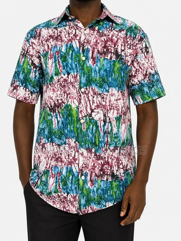 Men’S Vibrant Abstract African Print Short Sleeve Shirt · Photo 2