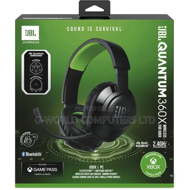 Jbl Quantum 360x Xbox Wireless Over-ear Gaming Headset (Black/Green) · Photo 1