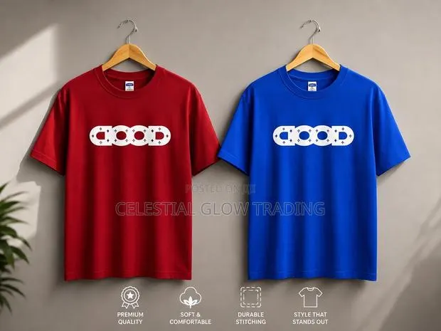 White “Good” Pattern Print T‐Shirt – Casual Crew Neck Tee · Photo 1