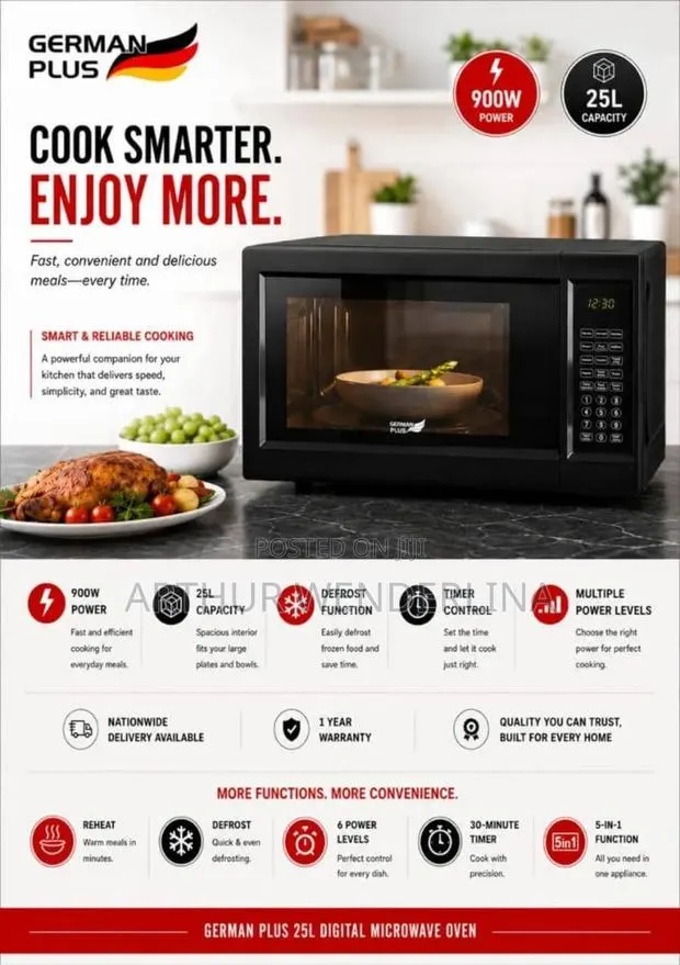 German Plus 25 Digital Countertop Microwave Oven With Grill Function · Photo 1