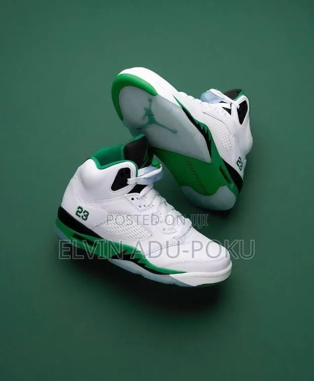 Nike Air Jordan 5 Retro “ White | Lucky Green “ Sneakers · Photo 1