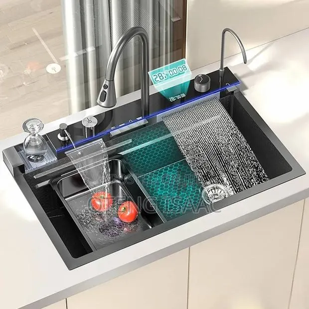 Modern Waterfall Kitchen Sink With Tap and Many Accessories · Photo 1