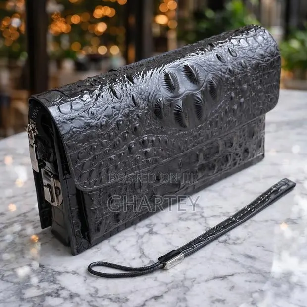 Croc Skin Men’S Leather Password Lock Pouch · Photo 1