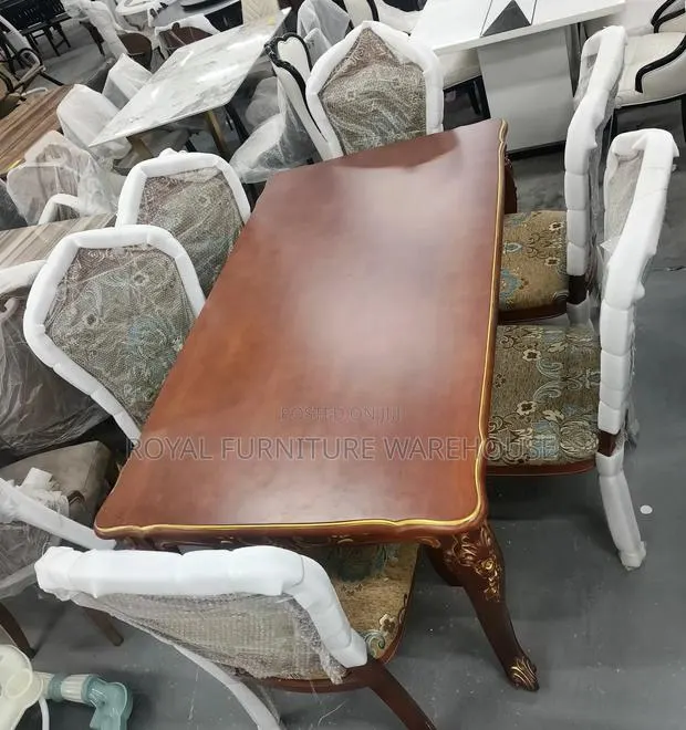 Victorian-Style Wooden Dining Table Set With Upholstered Chairs · Photo 1