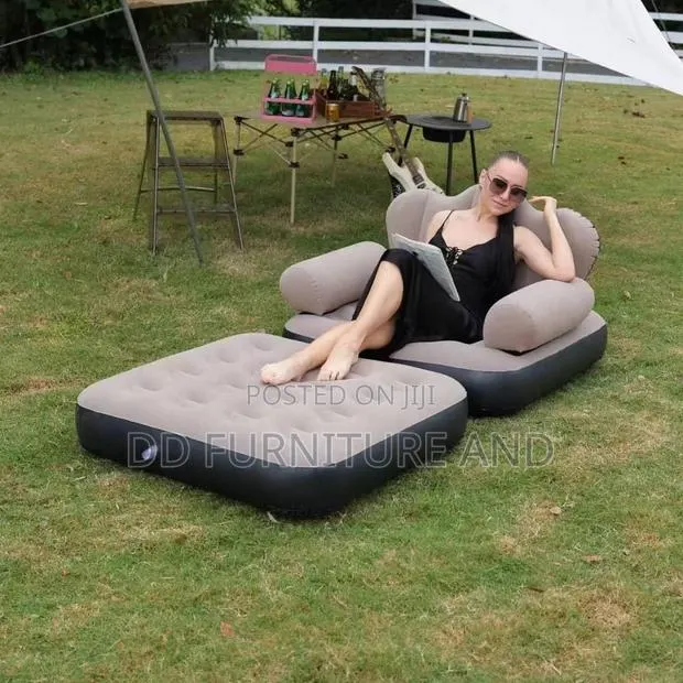 Gray and Black Inflatable Lounge Chair and Sofa Bed · Photo 1
