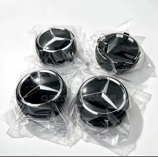 Mercedes Benz AMG Rim Center Caps Glossy Black 4 Set