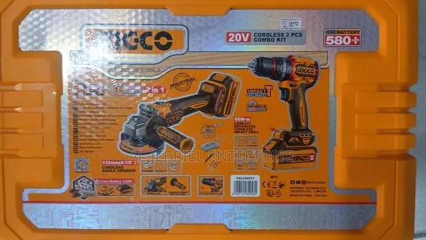 Ingco 20v Cordless Grinder and Impact Drill · Photo 1