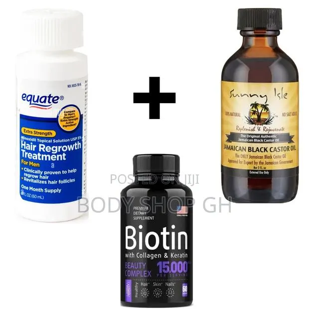 Hair Regrowth Pack - Equate Minoxidil + Biotin + Castor Oil · Photo 1