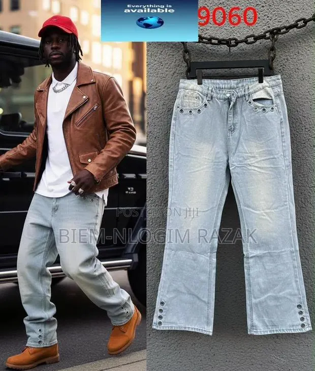 High Quality Diamond Stones Chrome Heart Baggy Jeans · Photo 7