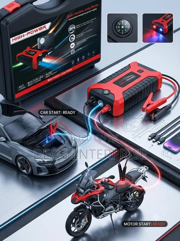 Jump Starter Power Pack Air Pump USB Charger LED Light Kit · Photo 1