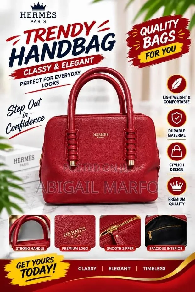 Title: Luxury Style Red Textured Leather Handbag – Elegant Tote · Photo 1
