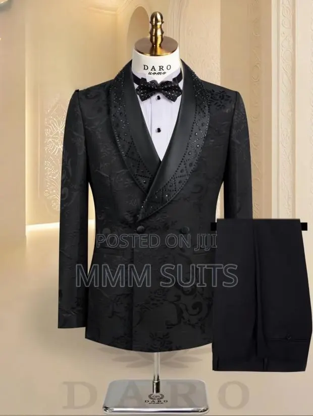 2-Piece Designer Double-Breasted Turkish Men Suit in Black · Photo 1
