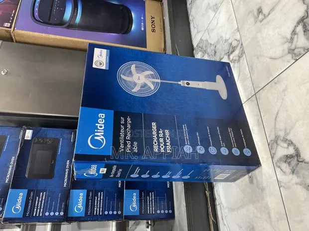 Order Midea 18 Inch Rechargeable Standing Fan With Led Light · Photo 1