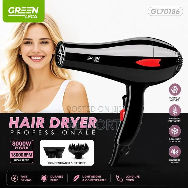 Green Lyca Professional Hair Dryer GL70186 – Black · Photo 1