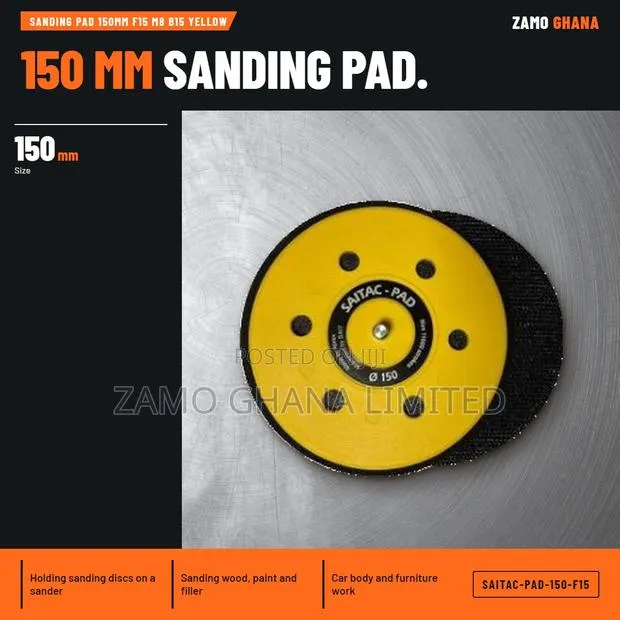 Sanding Pad 150Mm F15 M8 B15 Yellow - SAITAC-PAD-150-F15 · Photo 1
