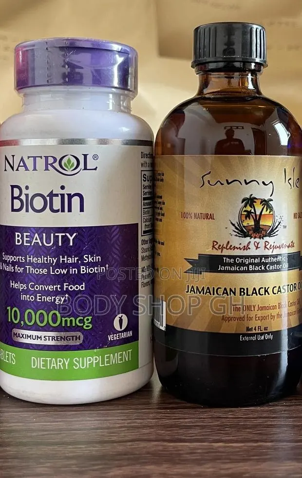 Natrol Biotin + Sunny Isle Jamaican Black Castor Oil Pack · Photo 1