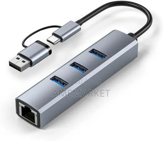 4 in 1 USB Type-C to 4-Port USB 3.0 Hub With Ethernet Adapter · Photo 1
