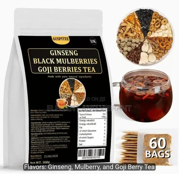 Ginseng, Mulberry, and Goji Berry Tea, 60 Packets, · Photo 1
