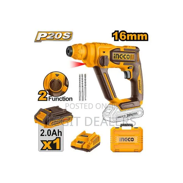 Ingco Cordless Rotary Hammer 20v + 3pcs Drill Bits · Photo 1