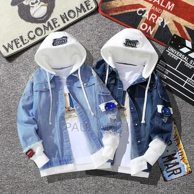 Men's Hooded Denim Jacket - Korean Style Slim Fit · Photo 1