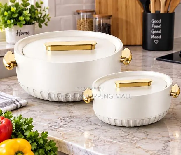 Elegant Cream Gold Insulated Serving Casserole Set · Photo 1